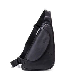 Noblag Galen Casual Leather Black Sling Shoulder Bag For Men